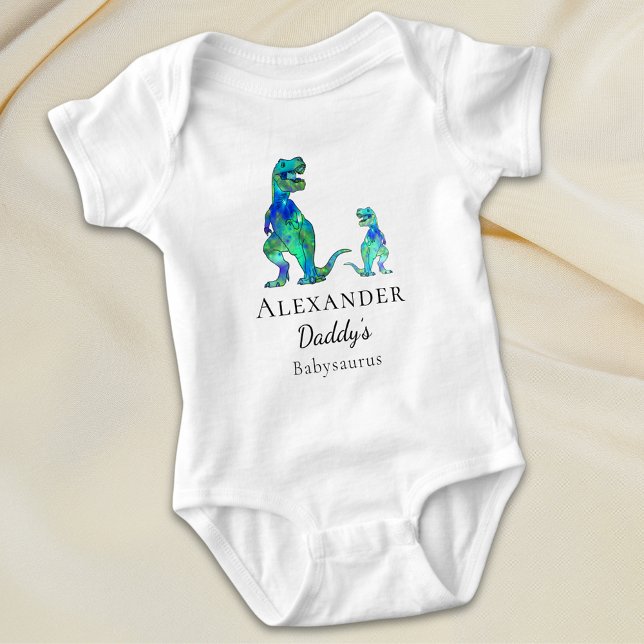 Body Le Dinosaure Bébé de Papa Nom Personnalisé (Daddy's babysaurus Cute dinosaur personalized baby one piece colorful T-Rex dino dad and baby Boy)