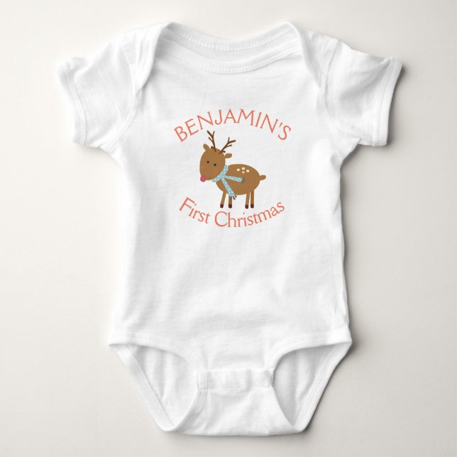 Body Le Premier Noël de Bébé Jolis Renne d'Hiver (Devant)
