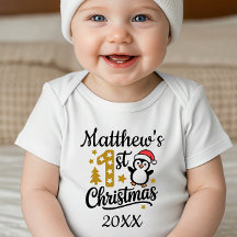 Le premier Noël de bébé Pingouin avec nom personna