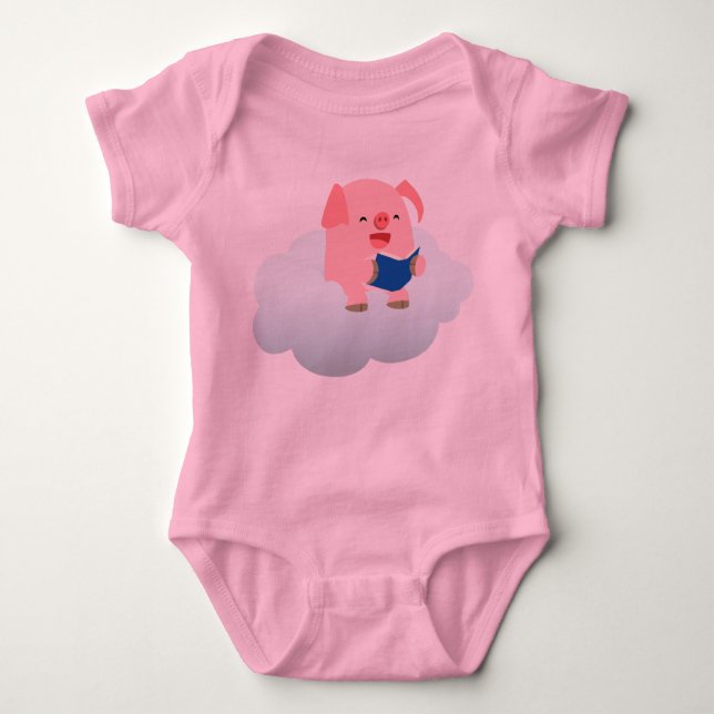 Body Lecteur de cochon de dessin mignon sur Cloud Baby (Devant)