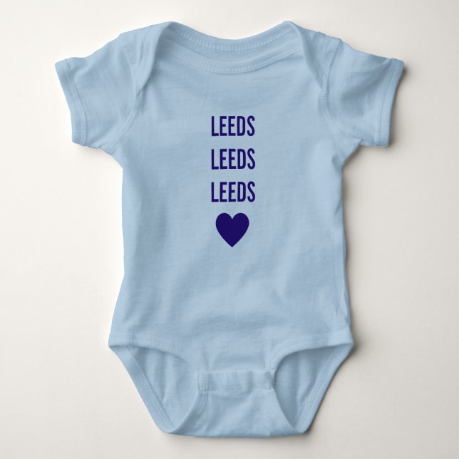 Body LEEDS LEEDS LEEDS Babygrow bleu personnalisé par (Devant)