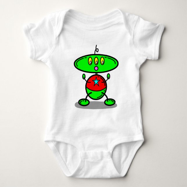Body Les Crayons magiques Vert Baby Kids Robot T-shirt (Devant)