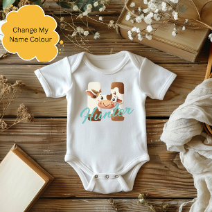 Body Lettre de vache adorable H Baby Outfit avec nom pe