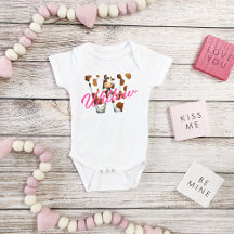 Lettre de vache adorable W Baby Outfit avec nom pe