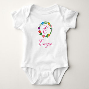 Body Lettre E, Enya, Fleurs Bodysuit personnalisable