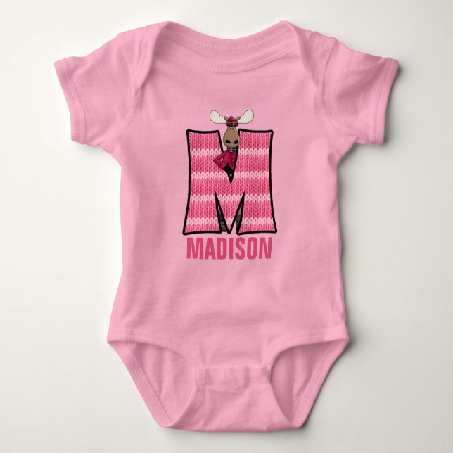 Body Lettre Enfants M Monogramme Rose Knit Moose (Devant)