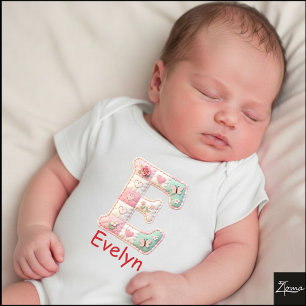 Body Lettre initiale E en patchwork matelassé pour la n