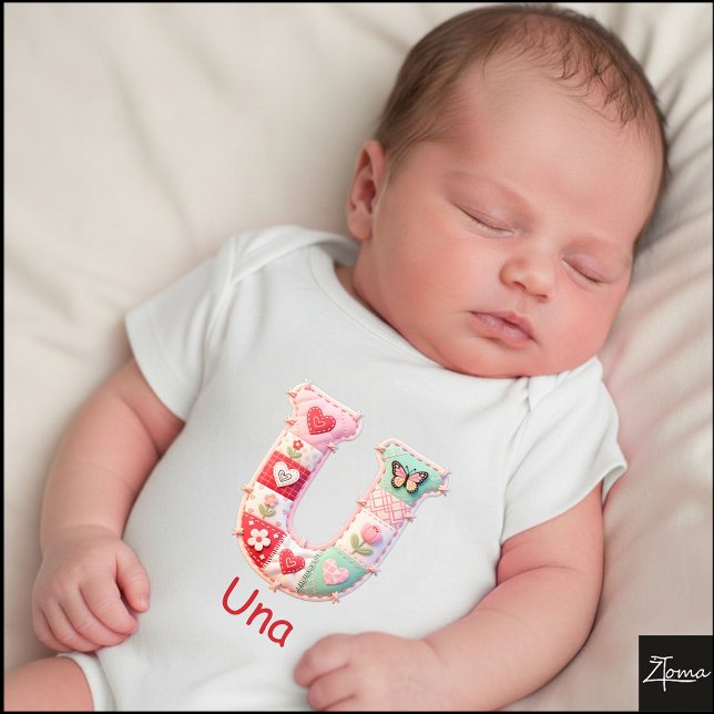 Body Lettre initiale U en patchwork matelassé pour la n (This is a sample design. There are several models to choose from, with the name and color changed.)