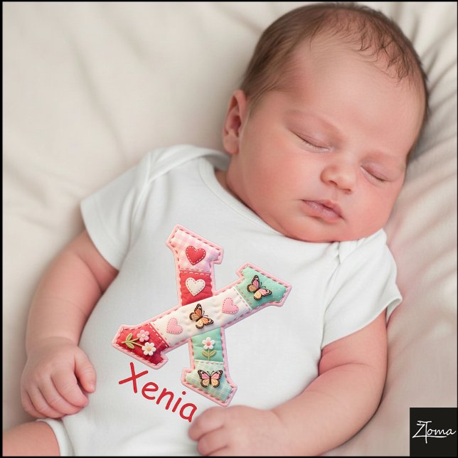 Body Lettre initiale X en patchwork matelassé pour la n (This is a sample design. There are several models to choose from, with the name and color changed.)