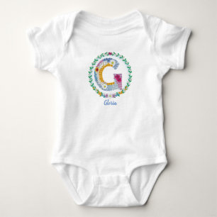 Body Lettres de fleurs Initiale "G" avec nom personnali