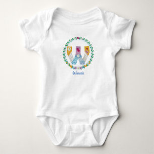Body Lettres de fleurs Initiale "W" avec nom personnali
