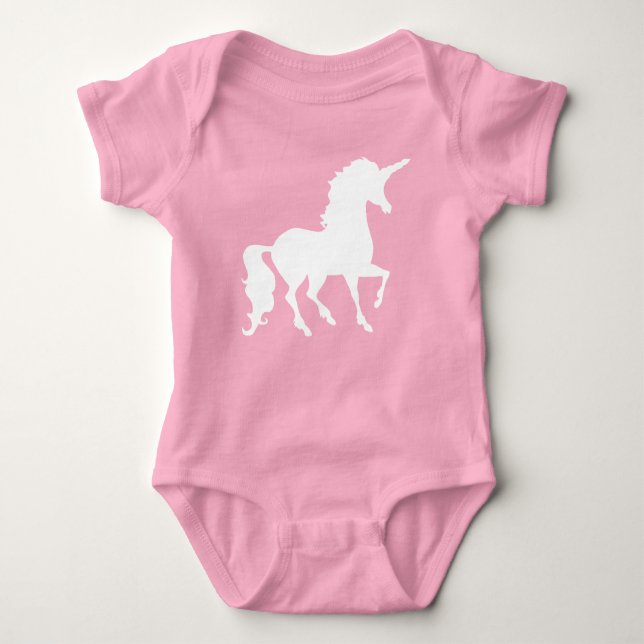 Body Licorne blanche silhouette Belle Fantaisie Bébé (Devant)