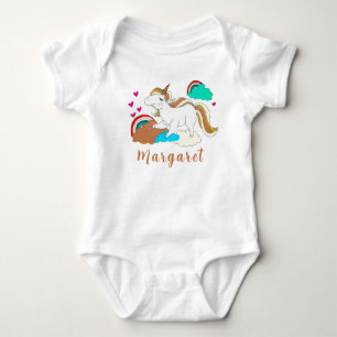 Body Licorne Et Arc-En-Ciel Nom Personnalisé Mignon