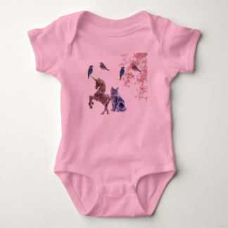 Body Licorne Magique Chat & Oiseaux en Fleurs – T-shirt