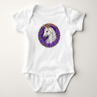 Body licorne royale blanche avec mauve violette