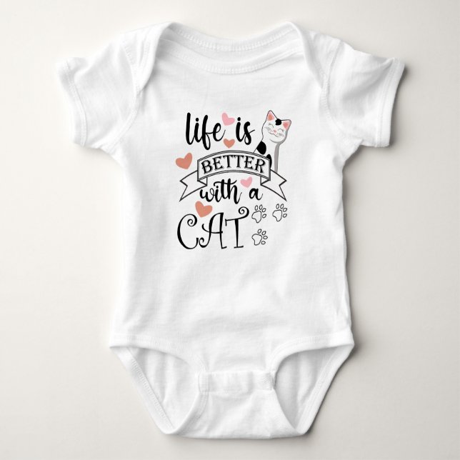Body Life is Better With a Cat quote slogan (Devant)
