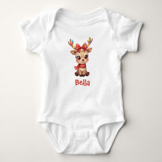 Body Light-Up Reindeer Baby Girl Bodysuit – Custom Name