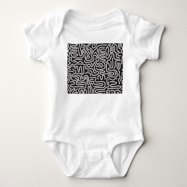 Body Lignes ondulées de doodle rétro : Monochrome (Devant)