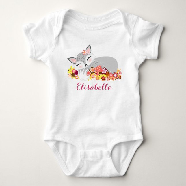 Body Lil Foxie argenté CUB - Fox mignon de bébé (Devant)