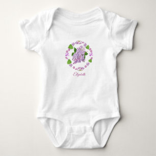 Body lilas roses avec bourgeons et feuilles cercle aqua