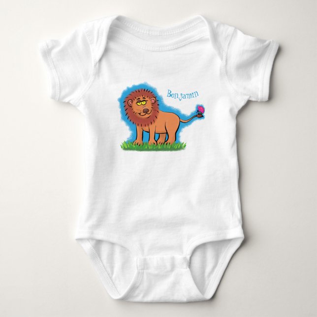 Body Lion joyeux avec dessin animé de papillon (Devant)