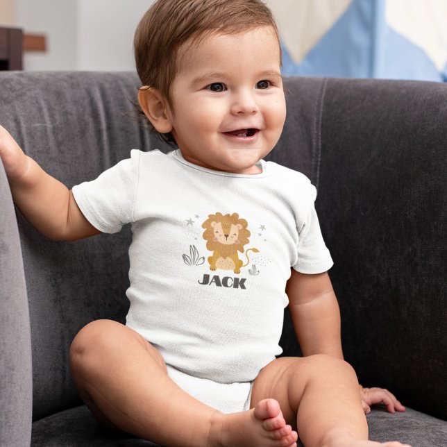 Body Lion mignon Customisé (Cute Lion Customized Baby Bodysuit
)