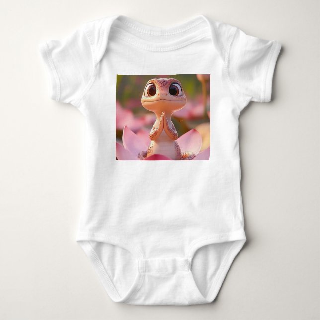 Body Lizard tranquille sur Lotus - Bodysuit bébé (Devant)