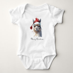 Body Llama de Noël aquarelle chapeau de Père Noël texte
