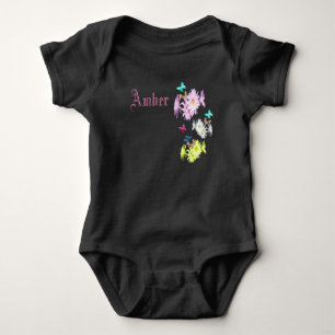 Body Logo Du Nom D'Ambre, Avec Chatons Et Papillons, Ba