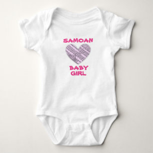 Body Logo rose/blanc pour bébé samoan avec des dessins 