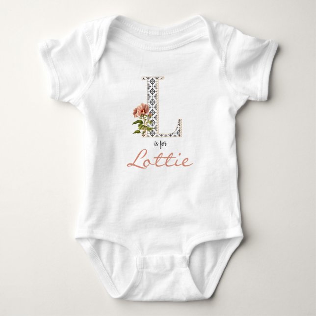 Body Lottie Nom Révéler Floral Lettre L Girl Whimsical (Devant)