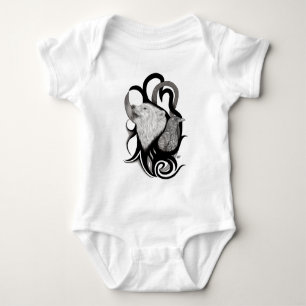 Body Loup blanc avec art tribal coréen