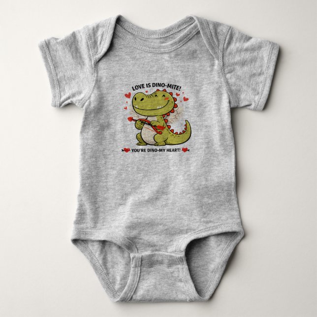 Body 🦖💚 “Love Is Dino-Mite!” Baby Jersey Bodysuit (Devant)
