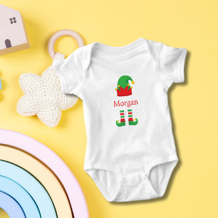 Body Lutin de Noël Monogramme Rouge Vert Garçon Fille