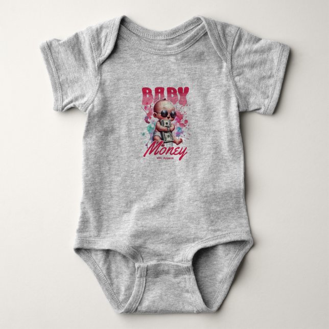 Body Luxe Bébé Argent Rose Ours - Hip Hop Roy (Devant)