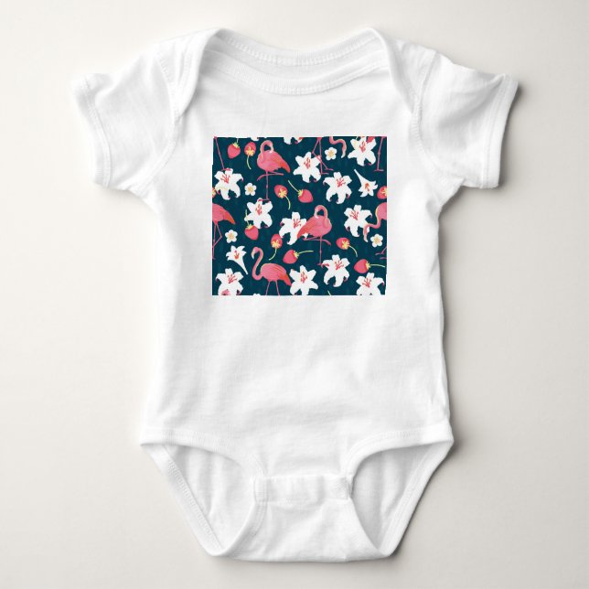 Body Lys Flamant rose : Design Vintage tropical. (Devant)