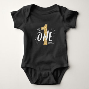 Body M. Onederful Birthday Shirt Romper Boy Black Gold