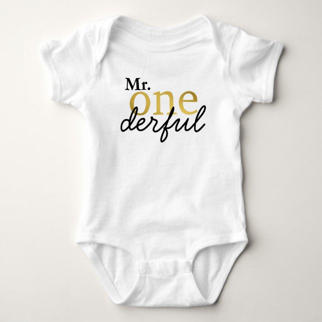 Body M. Onederful Black et Faux Gold Baby Shirt (Devant)