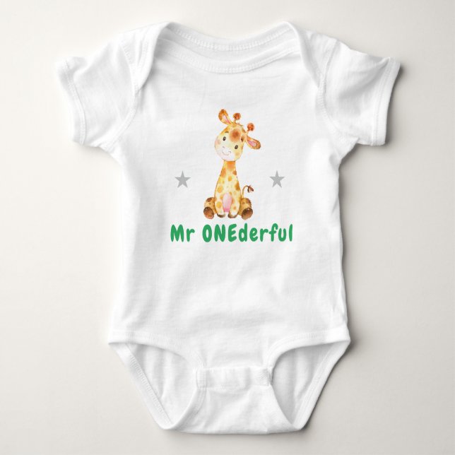 Body M. Onederful Giraffe Premier 1er anniversaire Garç (Devant)