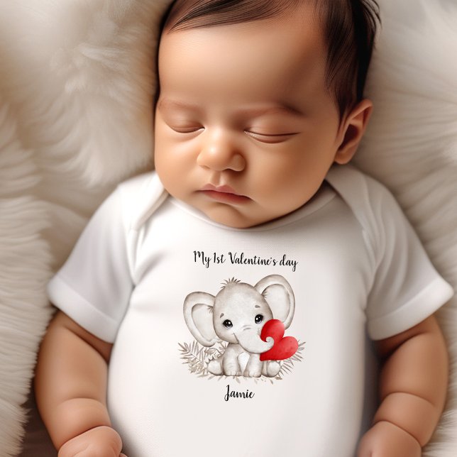 Body Ma 1ère Saint Valentin Nom personnalisé mignon (My 1st Valentine's day Personalized Name Cute Baby Bodysuit)