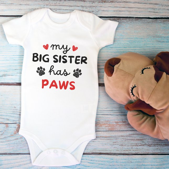Body Ma grande sœur a des pattes Adorables amateurs d'a (My Big Sister Has Paws Cute Pet Lovers Baby Bodysuit)