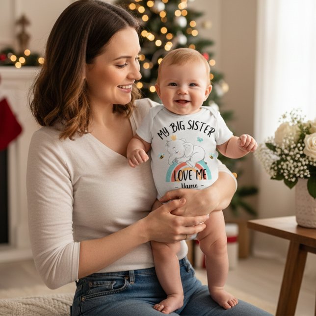 Body Ma grande sœur m'aime Bodysuit personnalisé pour b (My Big Sister Loves Me Personalized Baby Bodysuit)