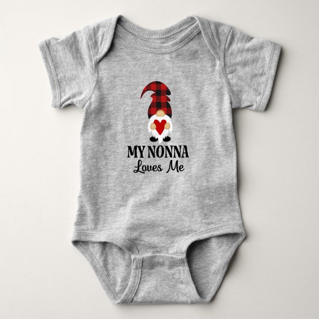 Body Ma Nonna m'aime Buffalo Plaid Gnome (Devant)