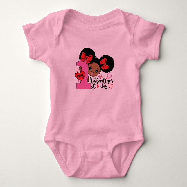 Body Ma première Saint-Valentin de petite fille noire (Devant)
