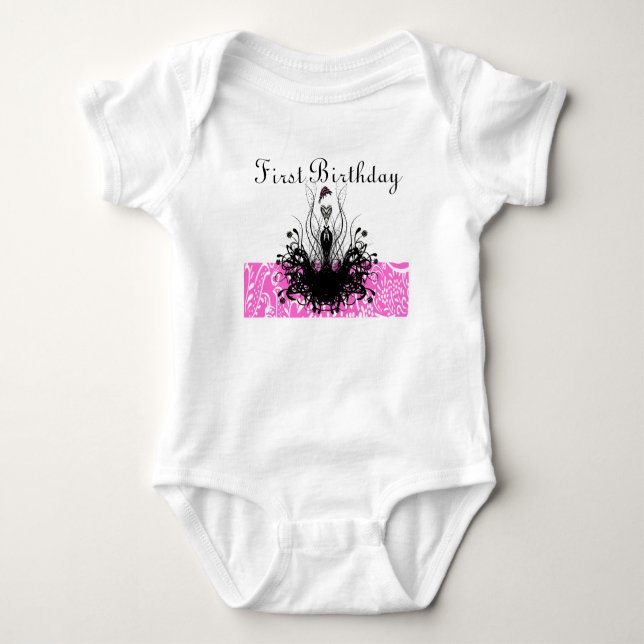 Body Magenta Vintage robe Mode Diva 1er anniversaire (Devant)