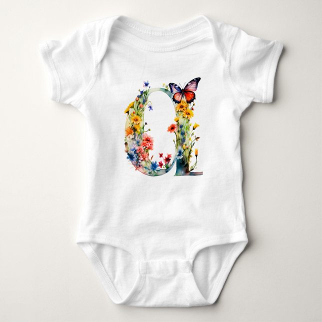 Body Magnifique Papillon de Fleur Sauvage Monogramme (Devant)