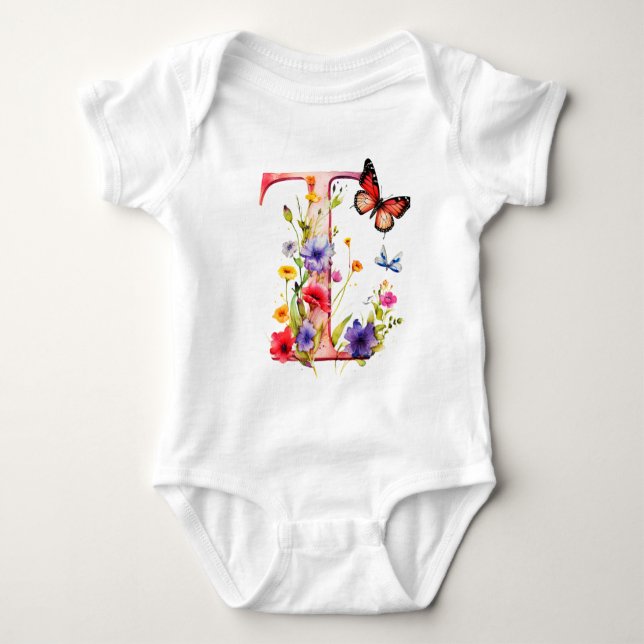 Body Magnifique Papillon de Fleur Sauvage Monogramme (Devant)