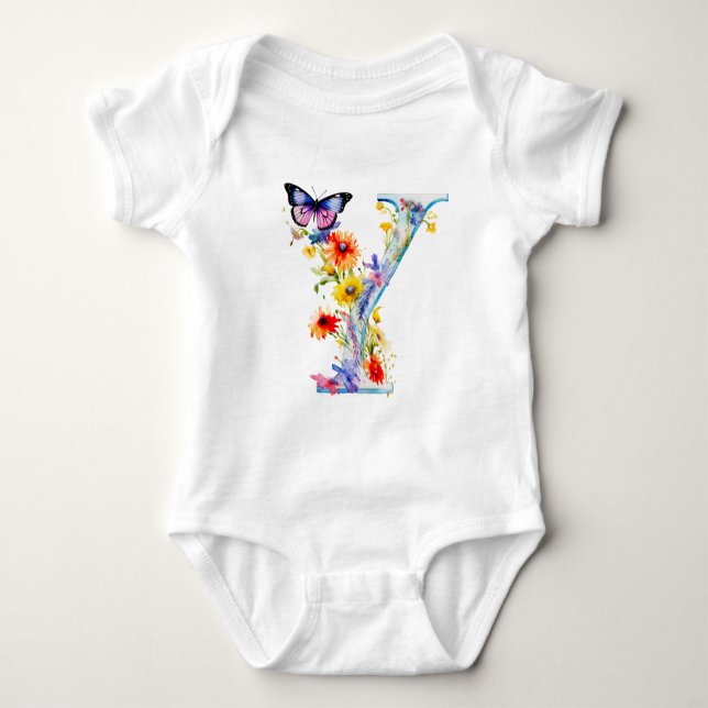 Body Magnifique Papillon de Fleur Sauvage Monogramme (Devant)