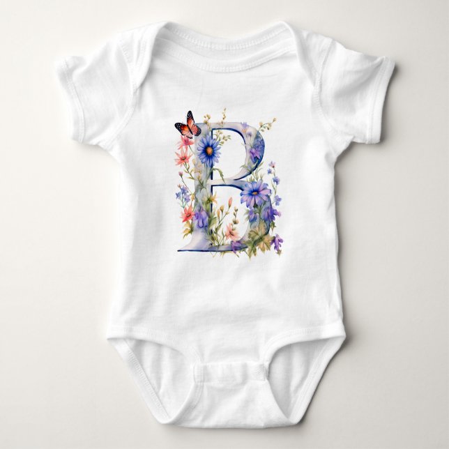 Body Magnifique Papillon de Fleur Sauvage Monogramme (Devant)