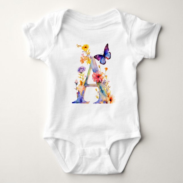 Body Magnifique Papillon de Fleur Sauvage Monogramme (Devant)